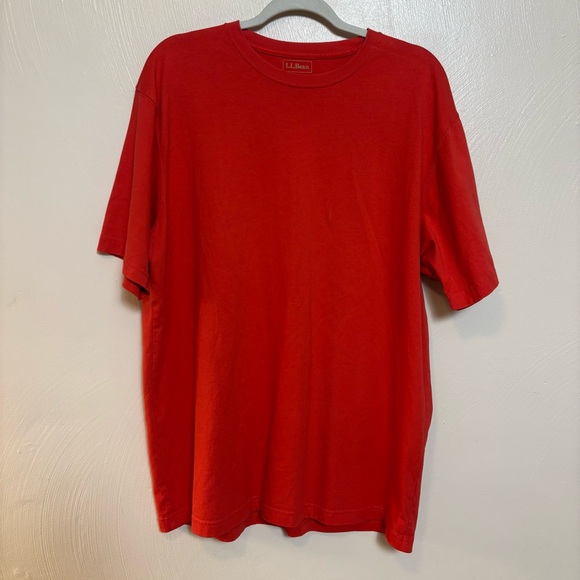LL Bean Mens T Shirt Mens 100% Cotton Short Sleeve Orange Size Large Tall - Picture 1 of 4